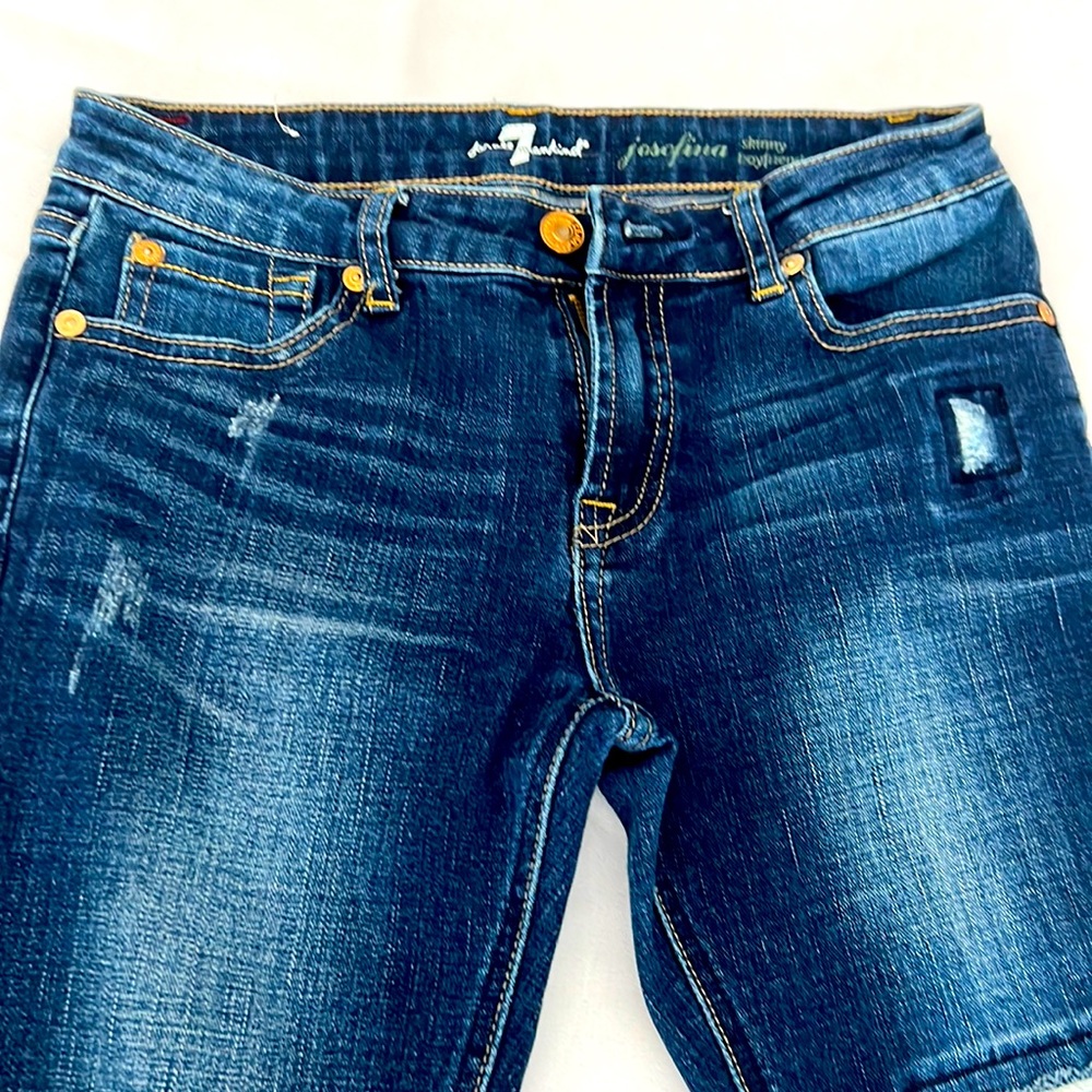 7 For all mankind distressed cropped jeans